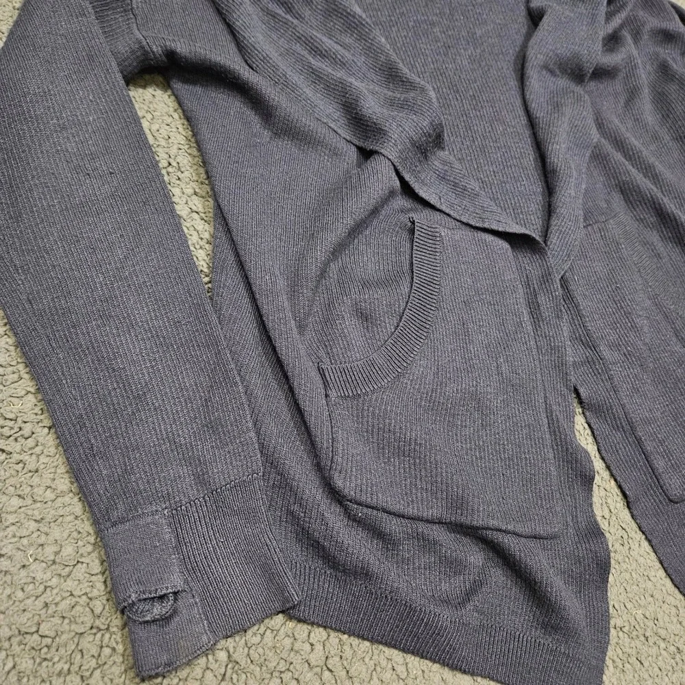 Lululemon Cabin Yogi Wrap Open Front Cardigan Navy Blue Cashmere Blend Size 4